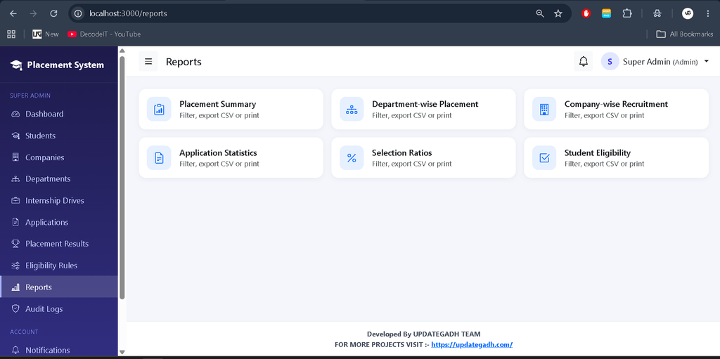 Internship Placement System Using Node.js and MongoDB-admin