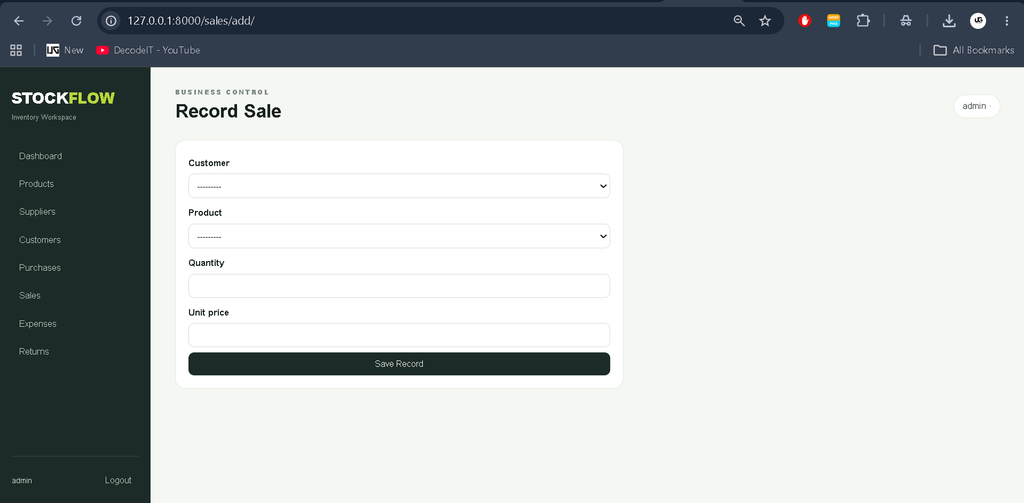 Inventory Management System Using Python Django