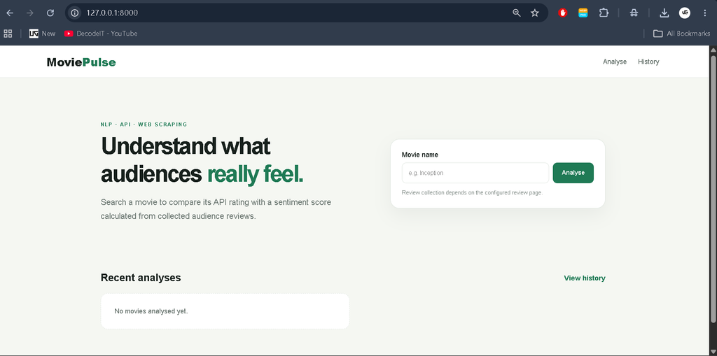 Movie Review Sentiment Analyser Using Python Django