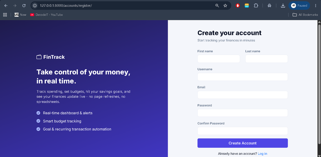 Advanced Real-Time Personal Finance Management System Using Django