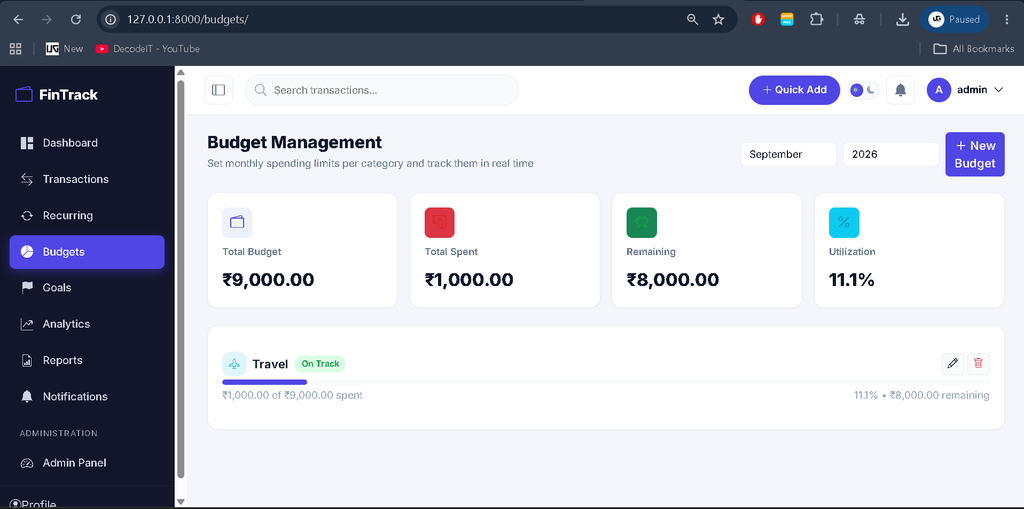 Advanced Real-Time Personal Finance Management System Using Django