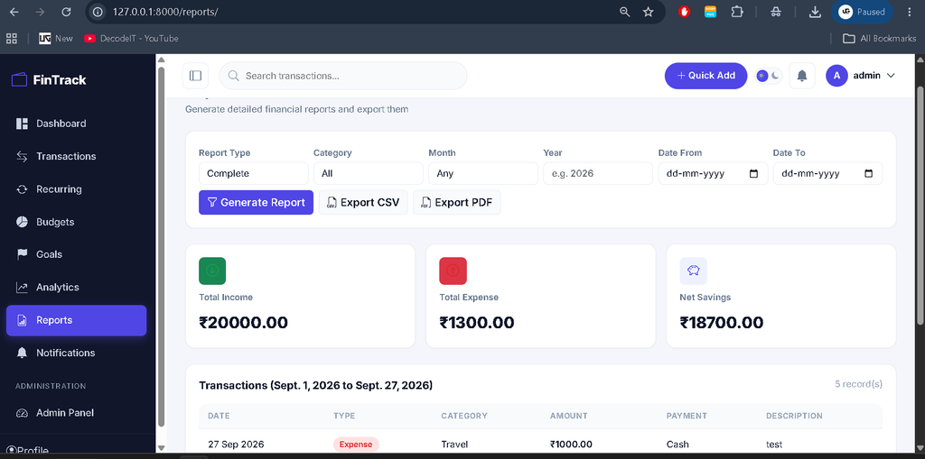 Advanced Real-Time Personal Finance Management System Using Django