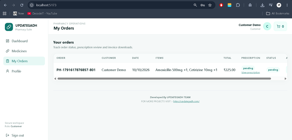 Pharmacy Management System Using MERN Stack- customer2