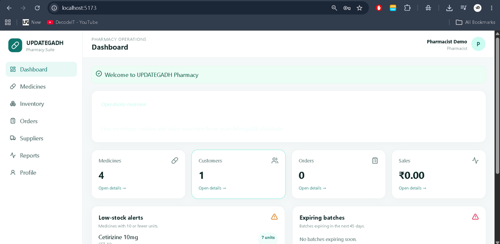 Pharmacy Management System Using MERN Stack- Pharmacist
