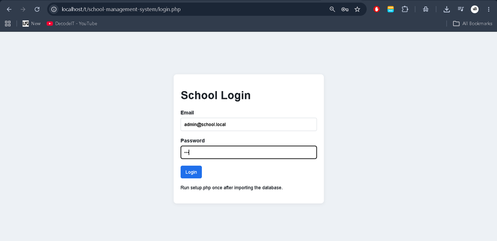 School Management System in PHP and MySQL