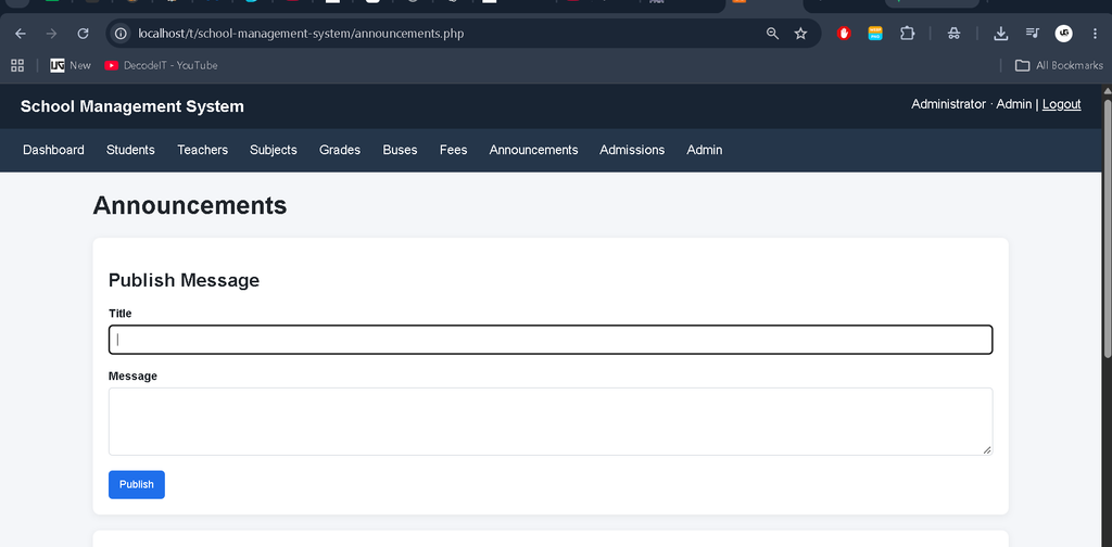 School Management System in PHP and MySQL