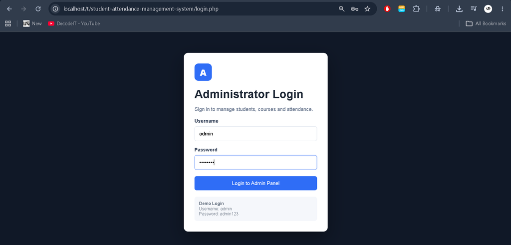 Student Attendance Management System in PHP and MySQL