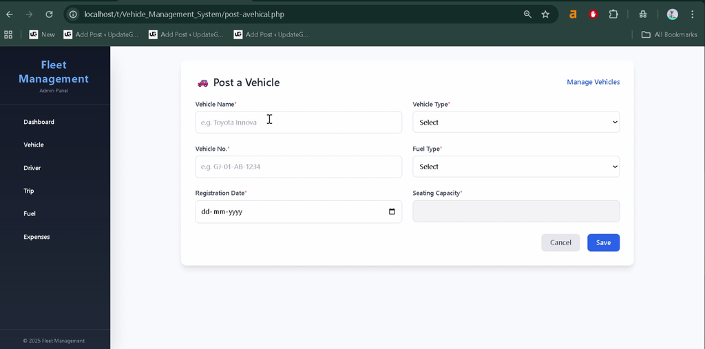 Vehicle Management System Using PHP and MySQL-3