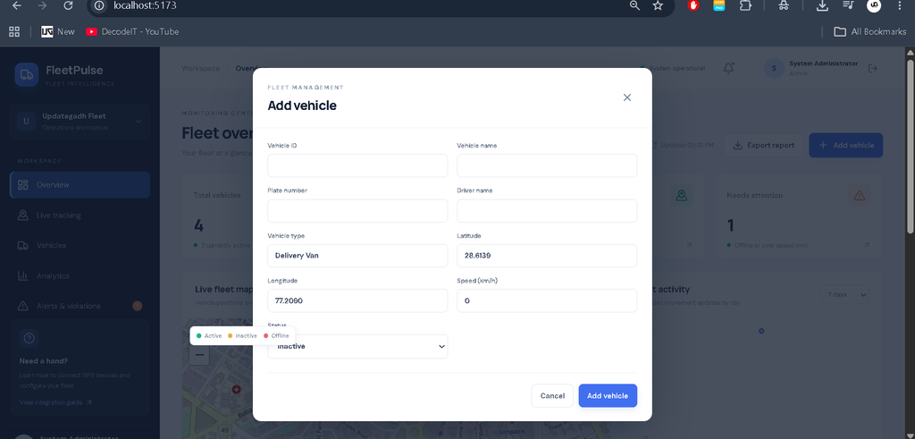 Vehicle Tracking Dashboard Using MERN Stack-4