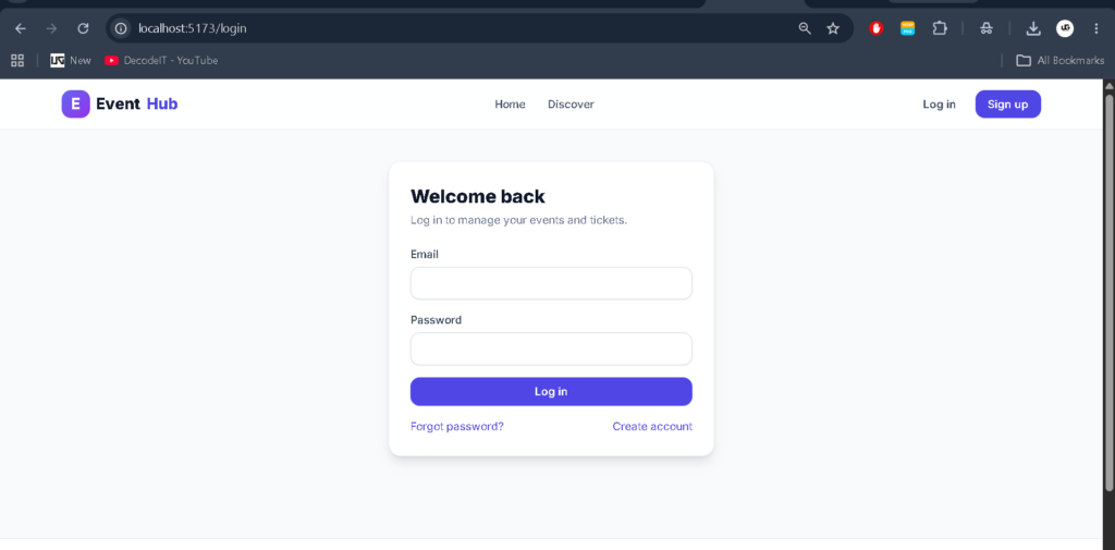 Event Management System using MERN Stack-Login And Sign Up