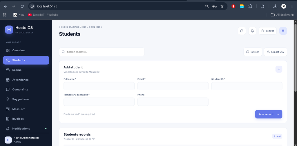Hostel Attendance and Management System Using MERN Stack-admin