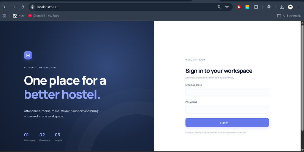 Hostel Attendance and Management System Using MERN Stack-login