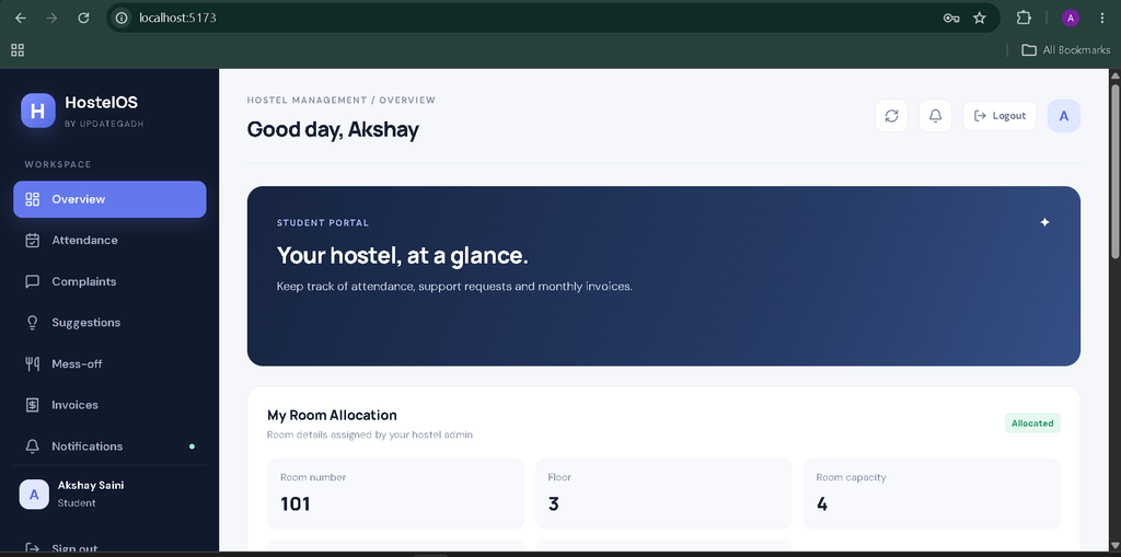 Hostel Attendance and Management System Using MERN Stack-student