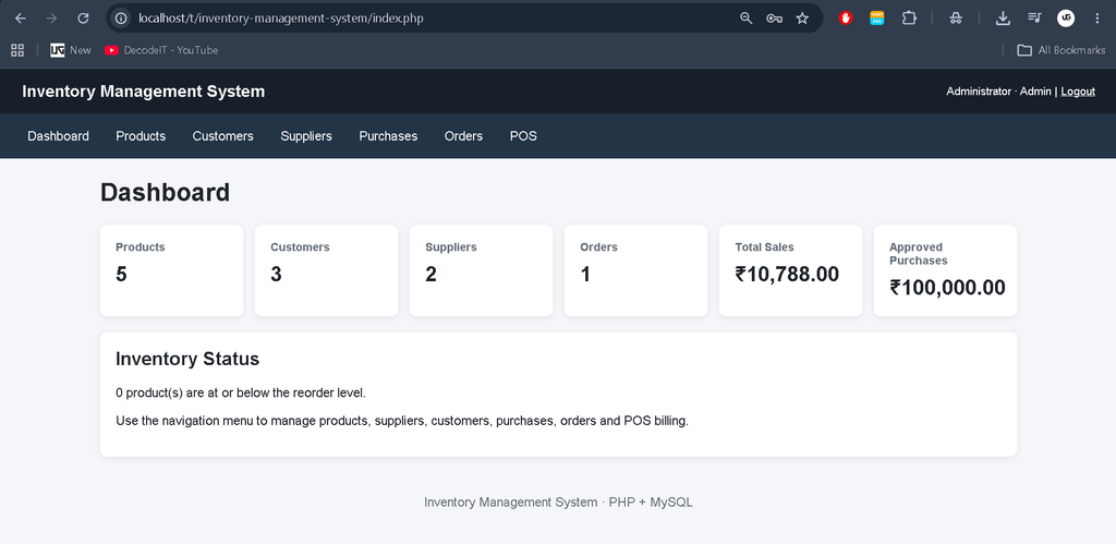 Inventory Management System in PHP and MySQL