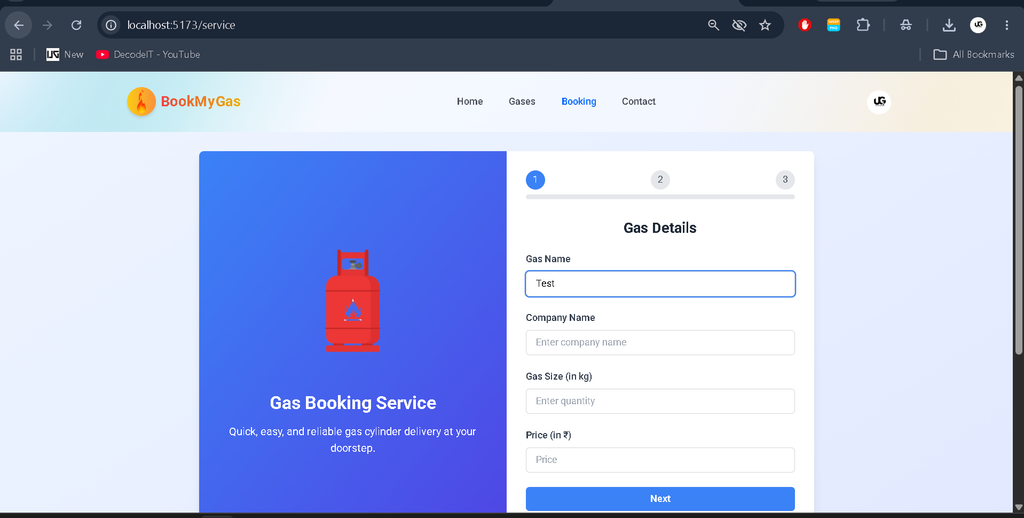 Online Gas Booking System Using MERN Stack -Booking