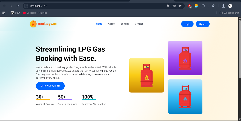 Online Gas Booking System Using MERN Stack -home page