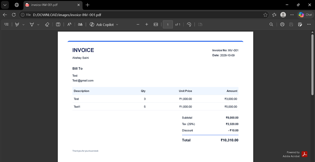 Invoice Generator Using React JS – Complete Source Code