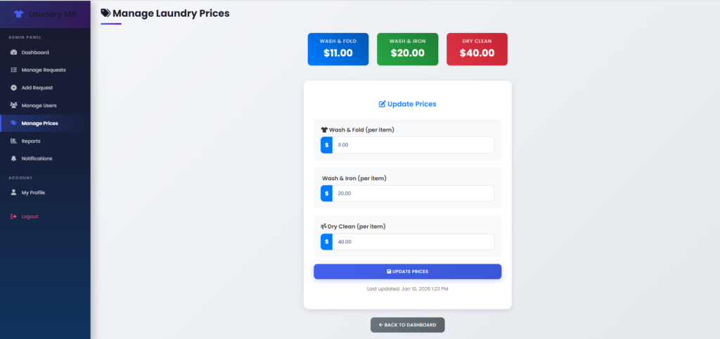 Laundry Management System Using PHP and MySQL