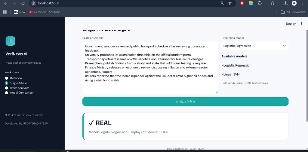 Fake News Detection System Using Machine Learning