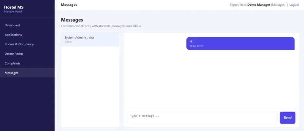 Hostel Management System Project in PHP & MySQL