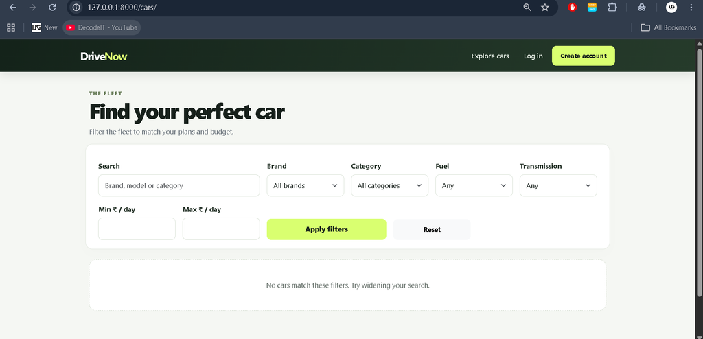 Online Car Rental Booking System Using Python Django