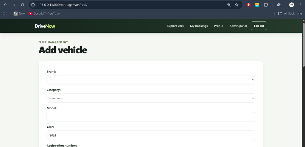 Online Car Rental Booking System Using Python Django