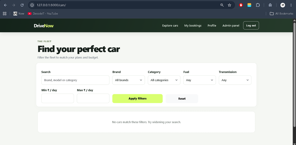 Online Car Rental Booking System Using Python Django