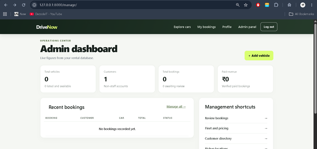 Online Car Rental Booking System Using Python Django