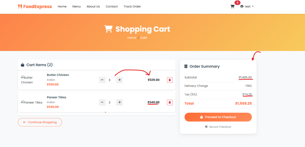 Food Ordering System Using PHP and MySQL