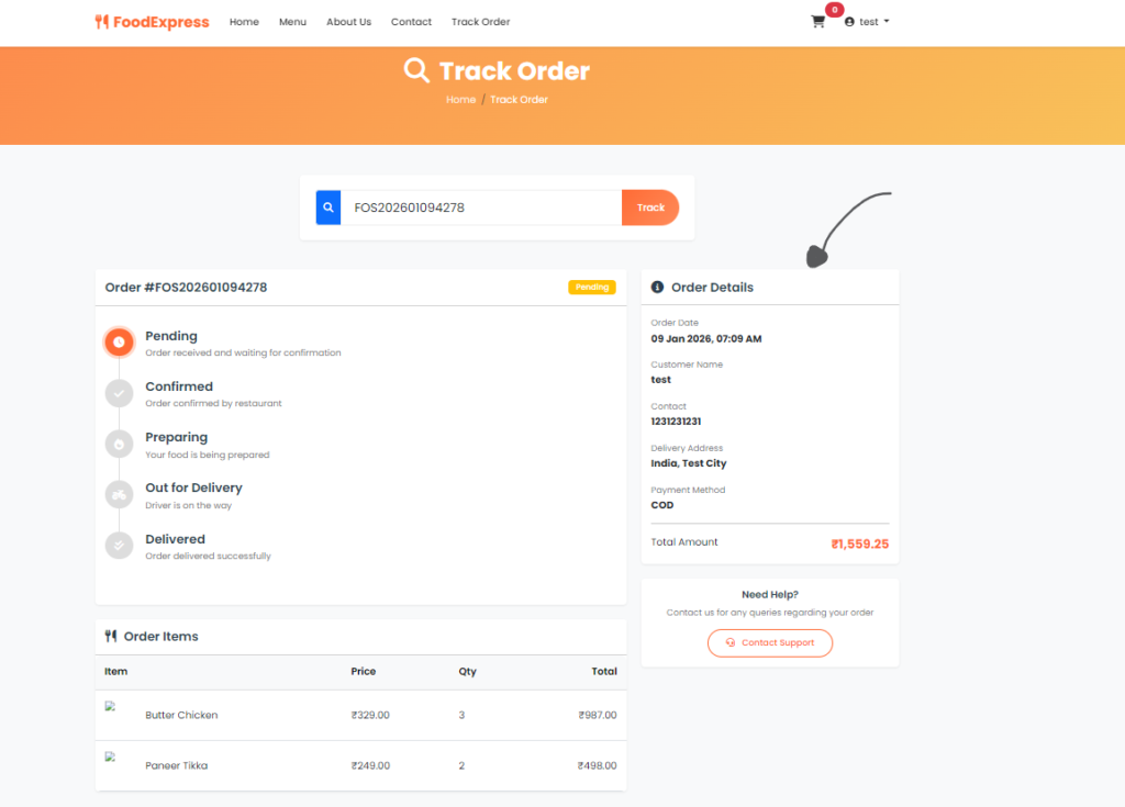 Food Ordering System Using PHP and MySQL - food-ordering-system 8