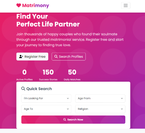 Matrimonial Portal Using PHP and MySQL