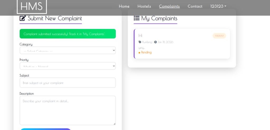 Hostel Management System Project