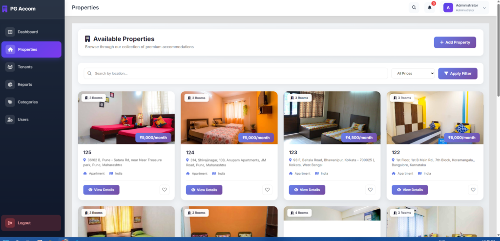 PG Accommodation Management
