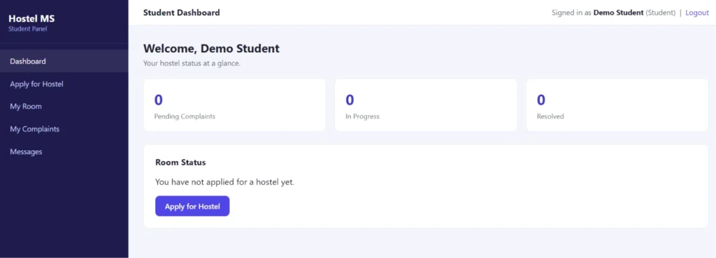 Hostel Management System Project in PHP & MySQL