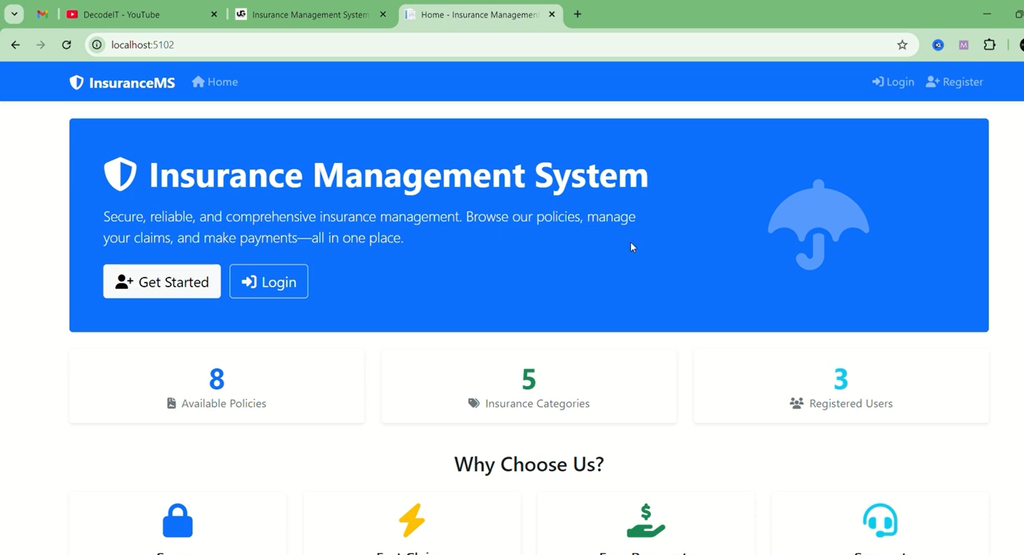 Insurance Management System Project Using ASP.NET Core 8 and SQLite