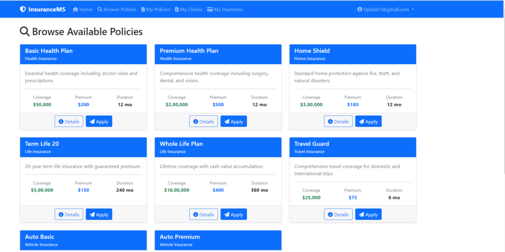 Insurance Management System Project