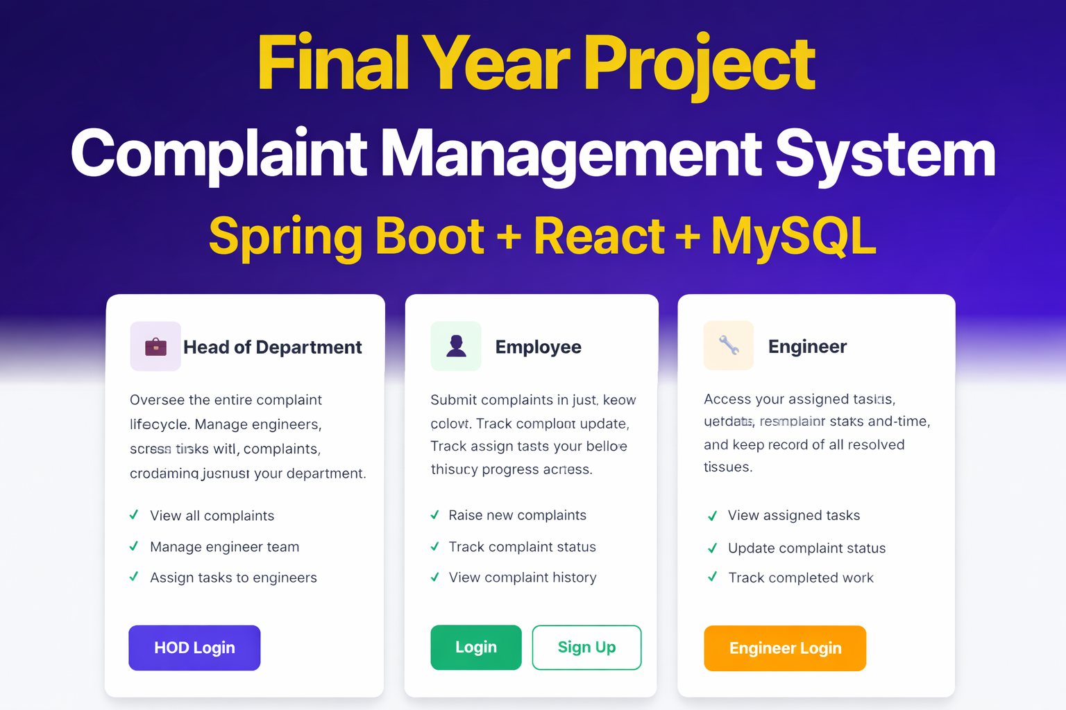 Complaint Management System using Spring Boot + React