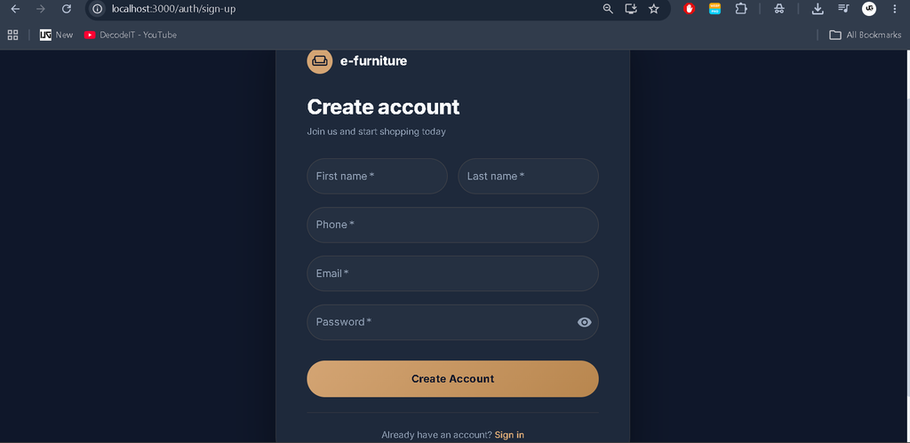 E-furniture MERN Stack Project with Source Code -4