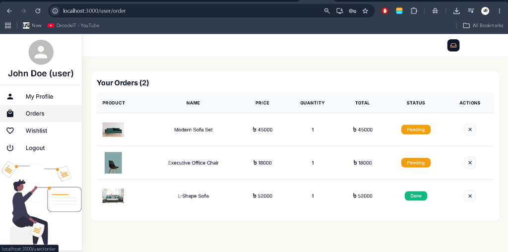E-furniture MERN Stack Project with Source Code 