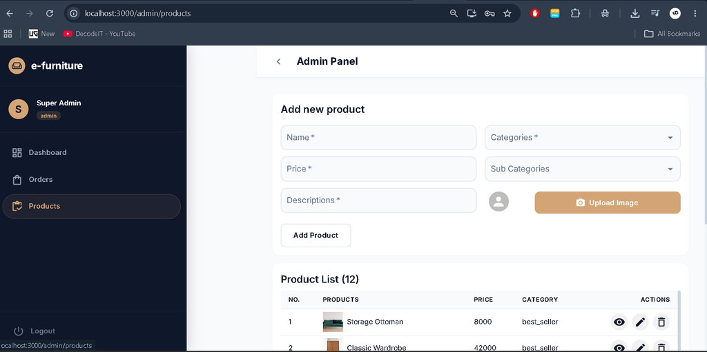 E-furniture MERN Stack Project with Source Code -8