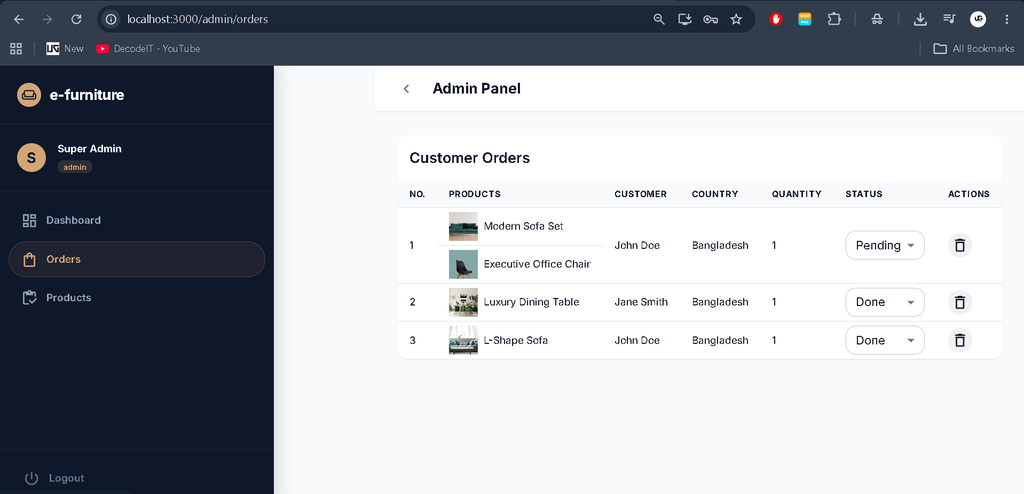 E-furniture MERN Stack Project with Source Code -7