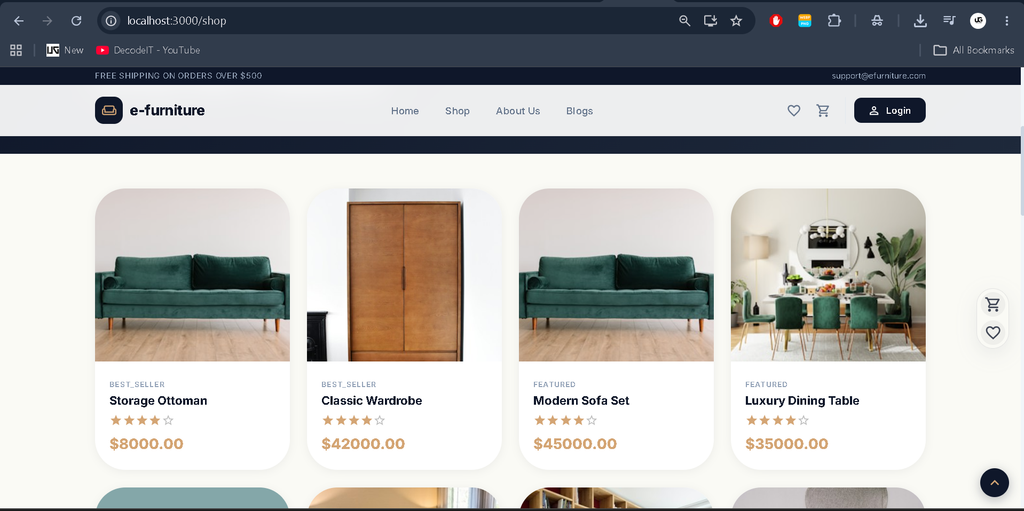 E-furniture MERN Stack Project with Source Code -2