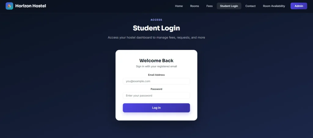 Hostel Management System in PHP with MySQL