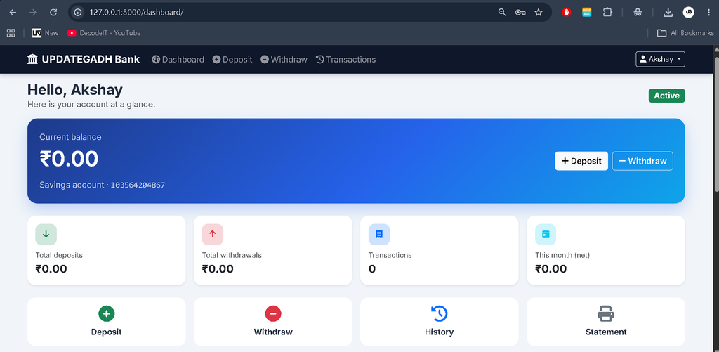 Online Banking System Using Python and Django