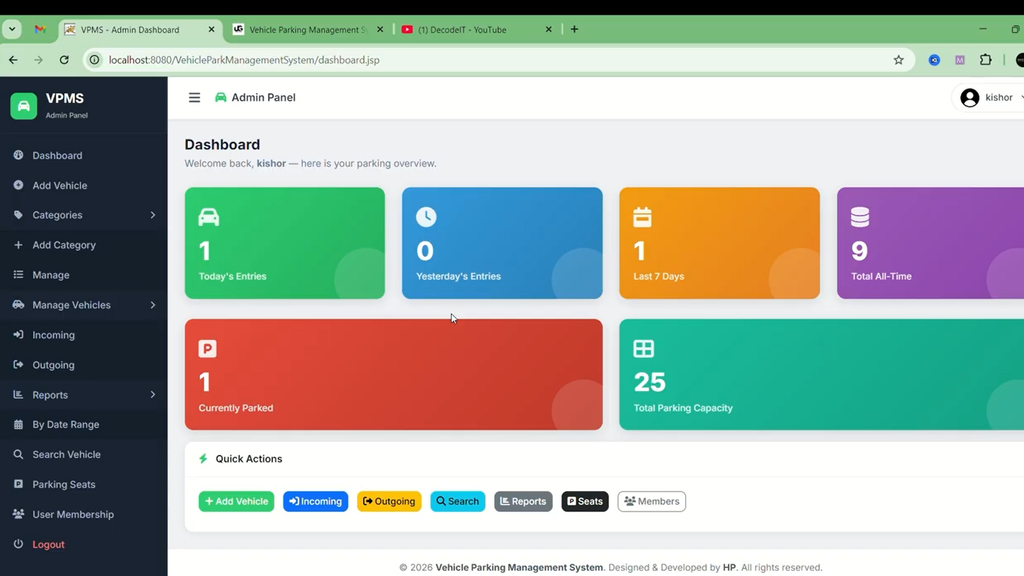 Vehicle Parking Management System Project