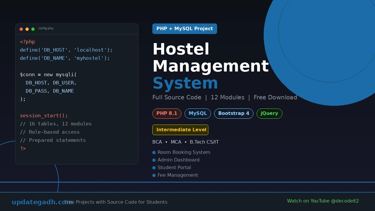Hostel Management System in PHP