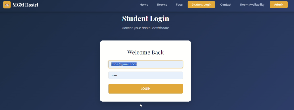 Hostel Management System in PHP & MySQL with Source Code
