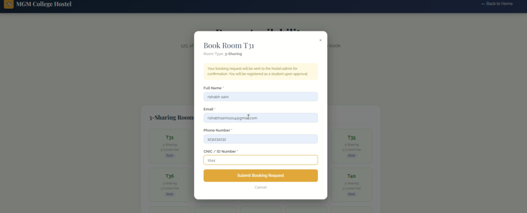 Hostel Management System in PHP & MySQL with Source Code