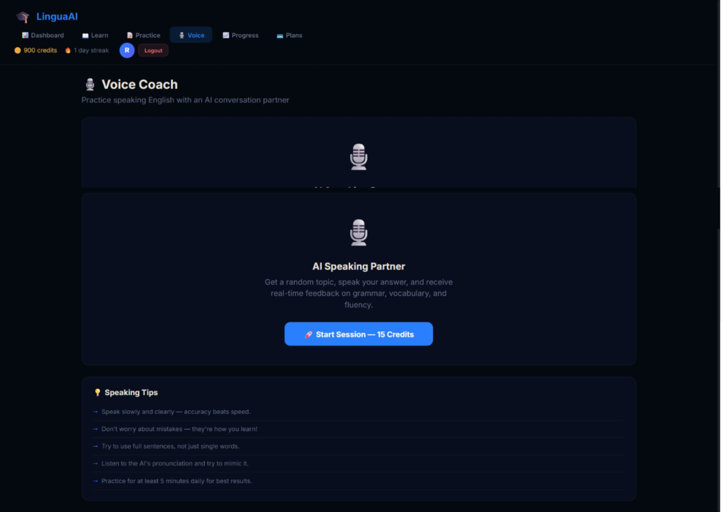 LinguaAI — AI Powered English Learning App using React Vite OpenAI Razorpay 2026