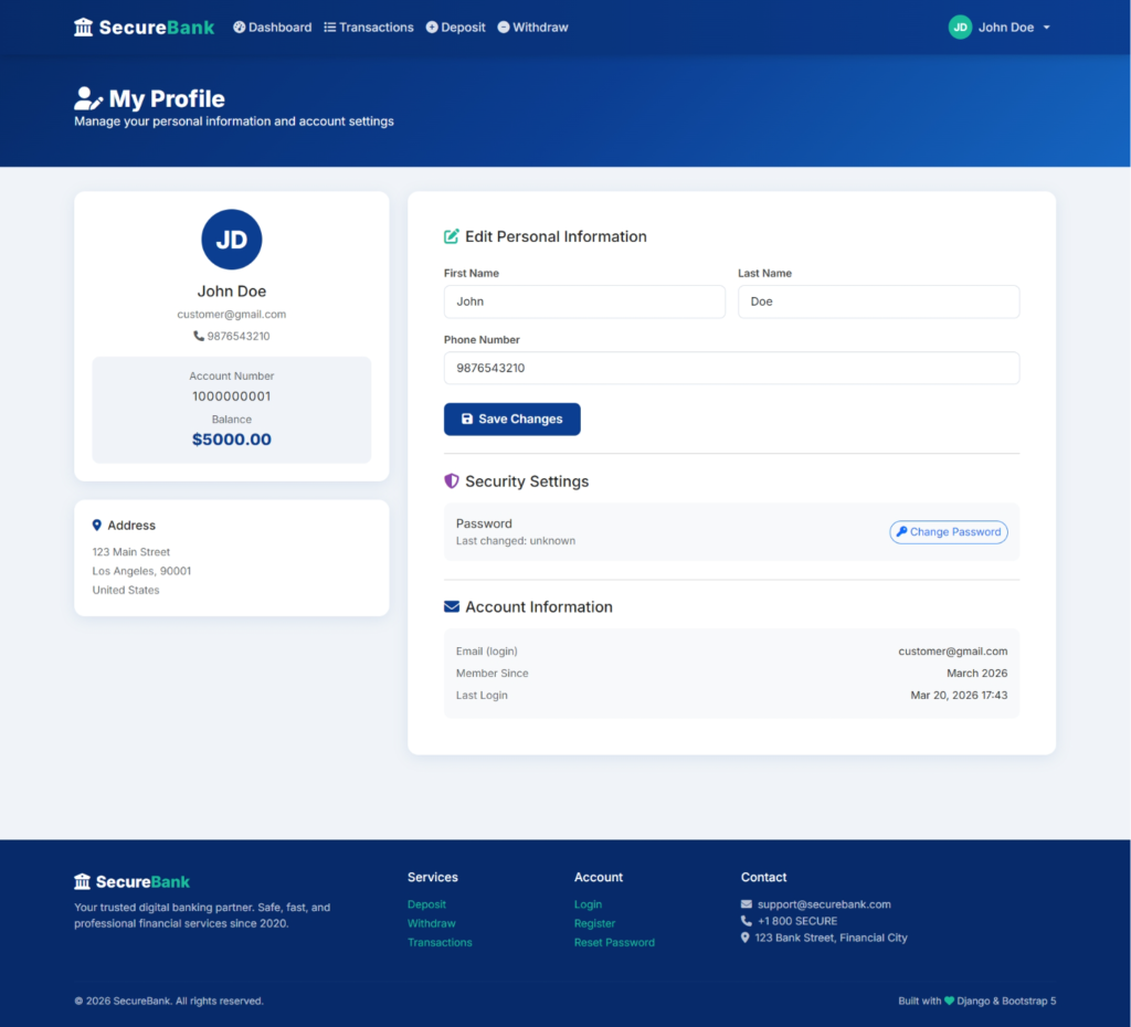 banking management system project in python